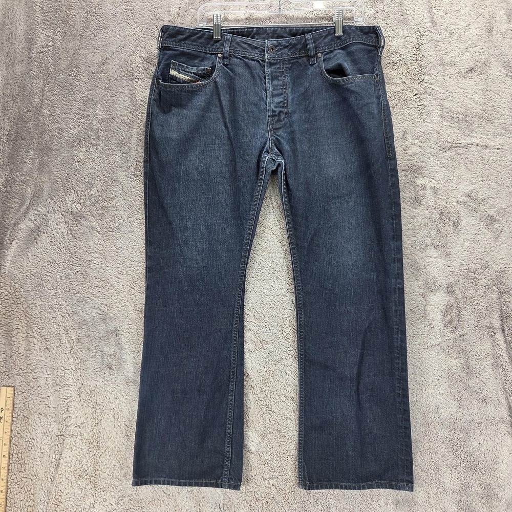 Diesel Jeans Mens 36x30 Blue Zatiny Regular Bootcut Made Italy Altered Hem 0008Z